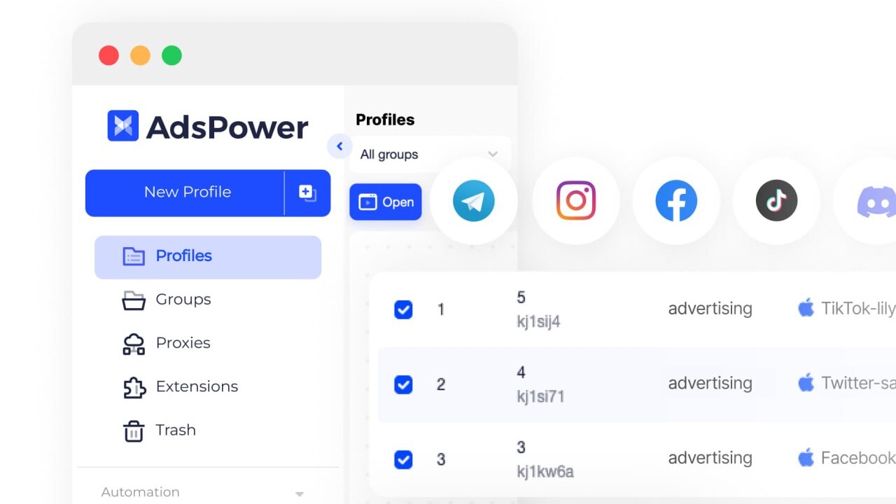 社媒营销账号管理 - Facebook、TikTok、Instagram 批量运营工具